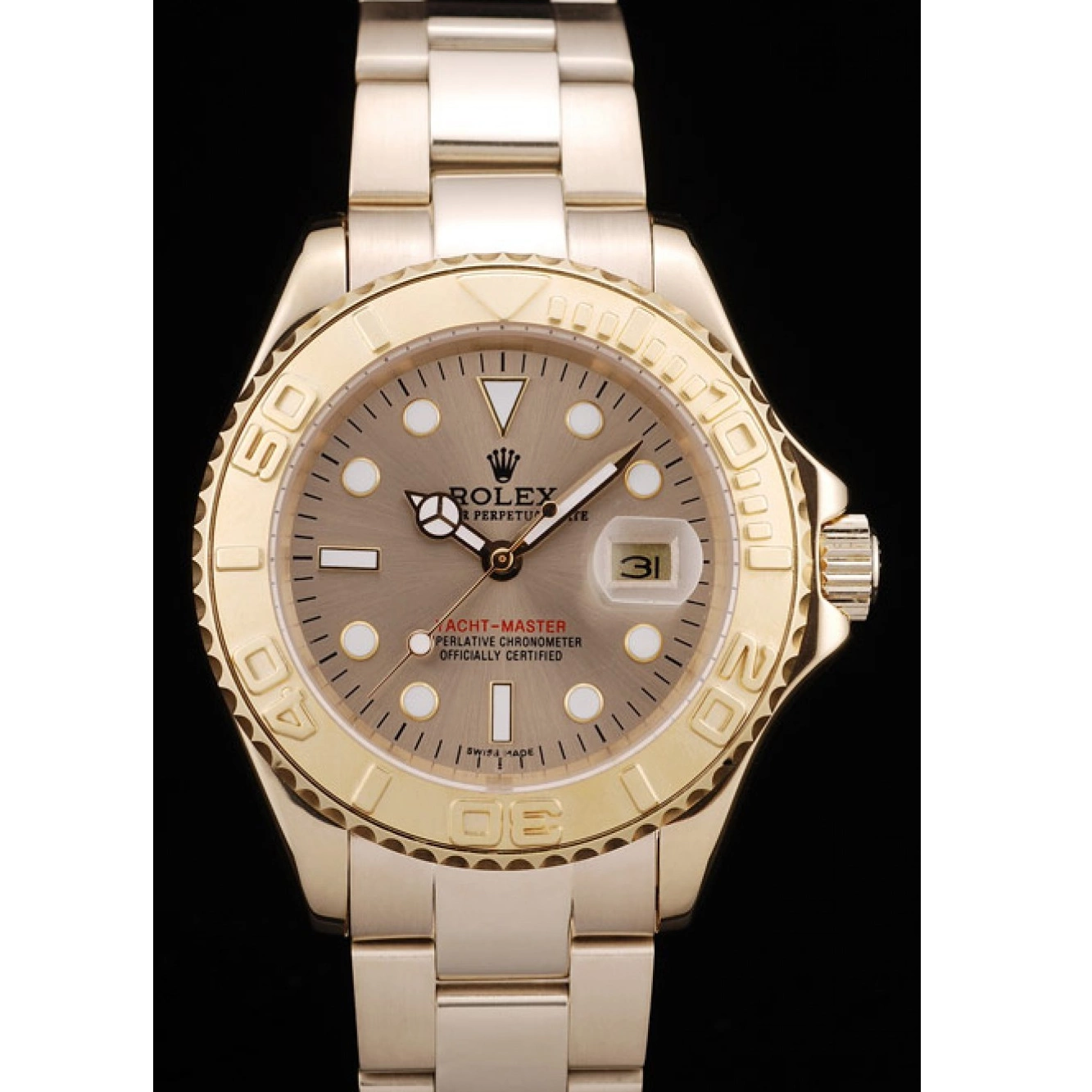 Aaa replica Rolex Yacht Master Gold Dial Gold 98232 Bezel 0604